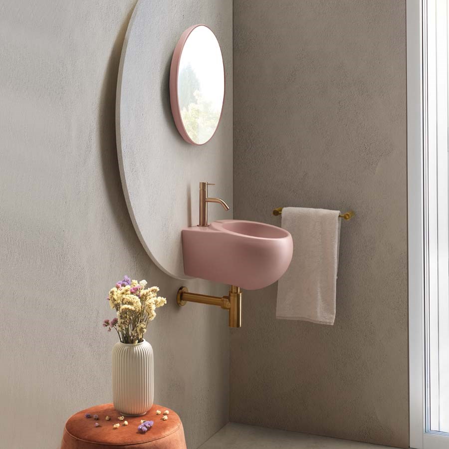 Globo pink - Rosa tvättställ för vägg